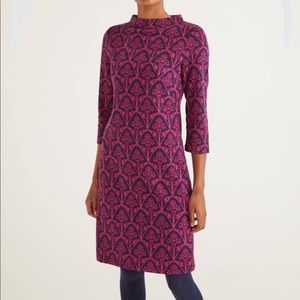 Boden Victoria Jacquard Dress Fuchsia & Navy Size 14